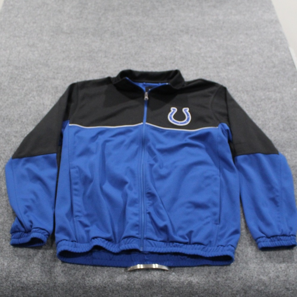 NFL Indianapolis Colts Track Jacket Full Zip Blue Black Logo Men's Size L